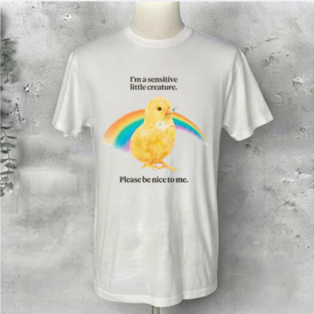 Chick Bird Rainbow Cute Meme Vintage White T-Shirt